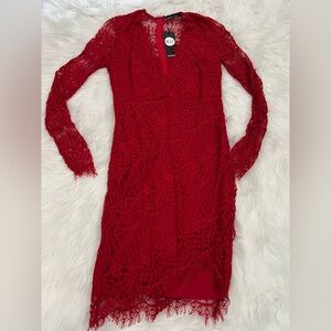 Boohoo Elegant Red Lace Dress